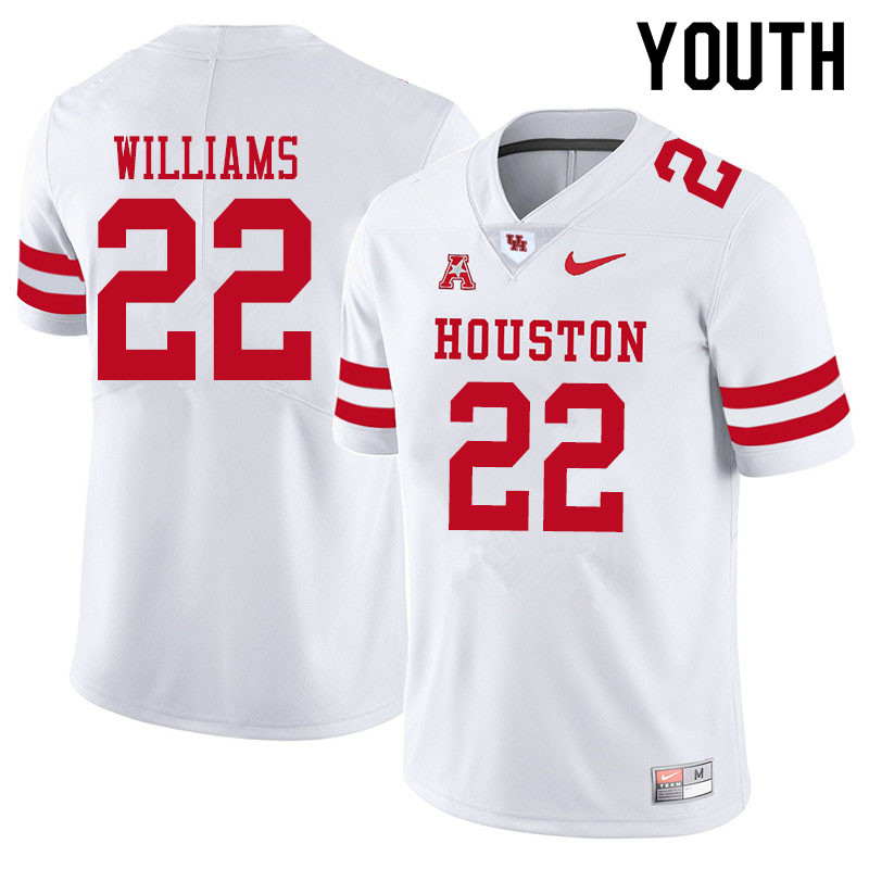 Youth #22 Damarion Williams Houston Cougars College Football Jerseys Sale-White - Click Image to Close